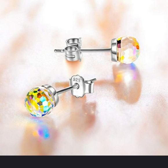 Crystal Aurora Borealis stud Earrings - Picture 2 of 11